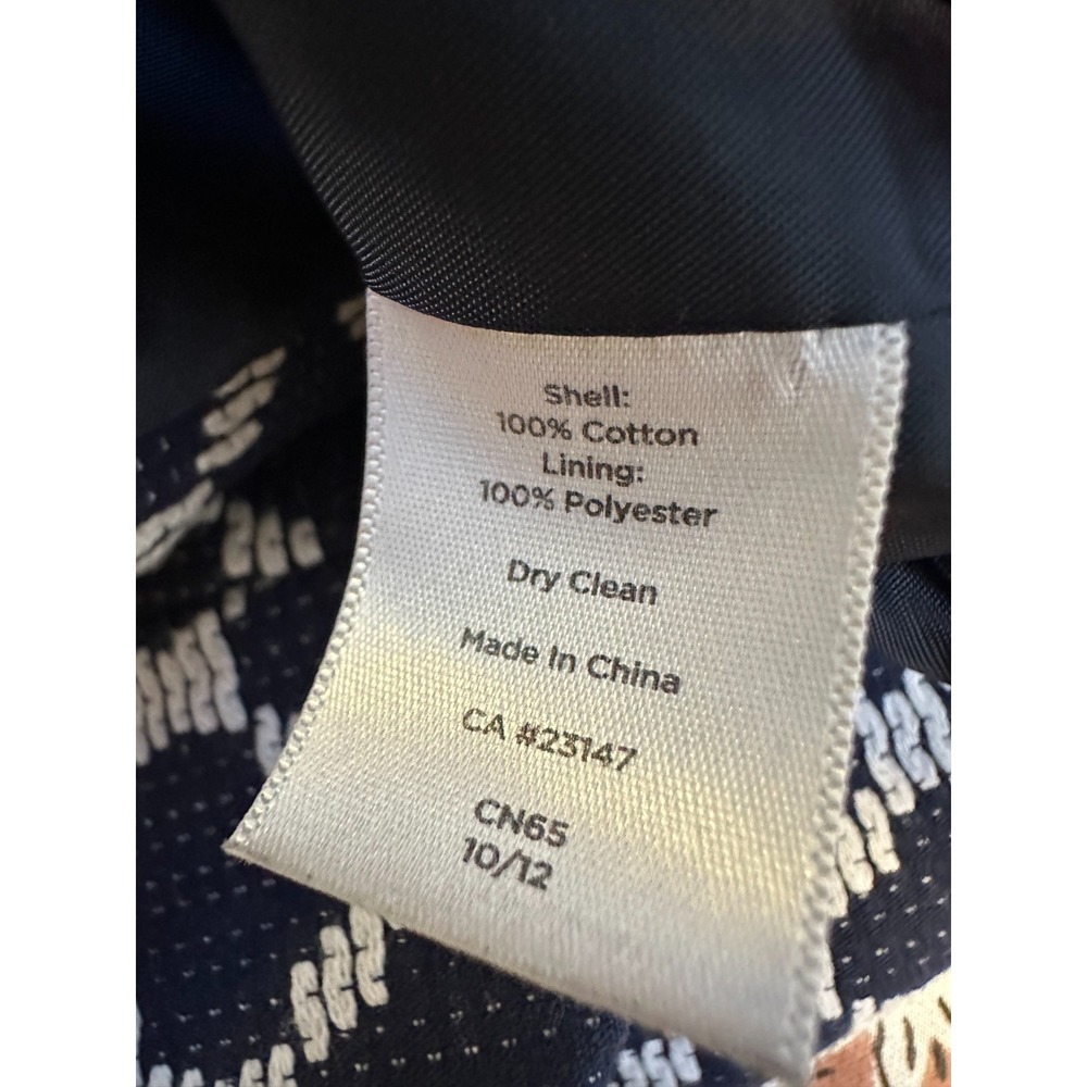 Talbots Diamond Lattice Cotton Blazer Jacket Plus Size 14W Navy White Office - Picture 10 of 13
